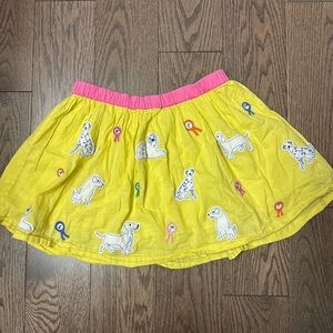 Boden Kids Skirt in Pink Waistband and Yellow Body Dog Appliqué size 4/5